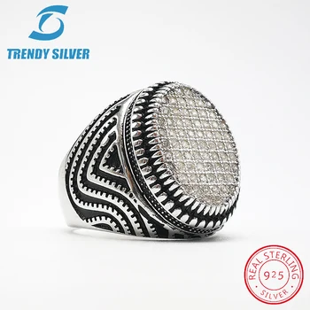 

silver 925 fine jewelry man rings men accessories turquoise gemstone natural onyx agate wholesale TRENDY SILVER