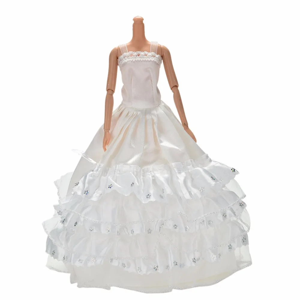 Элегантное Кукольное платье принцессы ручной работы на свадьбу, платье куклы с цветочным рисунком для Барби, одежда, аксессуары для кукол, многослойные - Цвет: as pic
