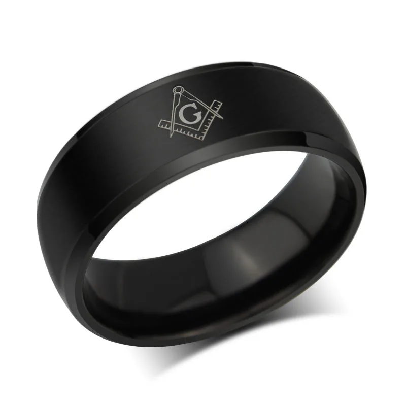 

Black Rings Stainless Steel Masonic Ring for Men Freemason Symbol G Templar Freemasonry Signet Ring Chevaliere Homme