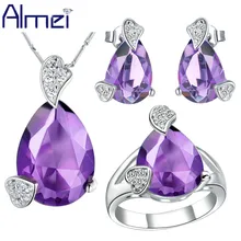 Almei; Свадебная обувь; женская обувь; обувь с серьги и Цепочки и ожерелья набор колец конъюнкт де Joyas Ювелирные комплекты с кристаллами Parure Бижу синий ювелирные изделия T210