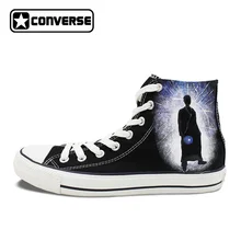 Design Black font b Converse b font Chuck Taylor Shoes Hand Painted Police Box Athletic High