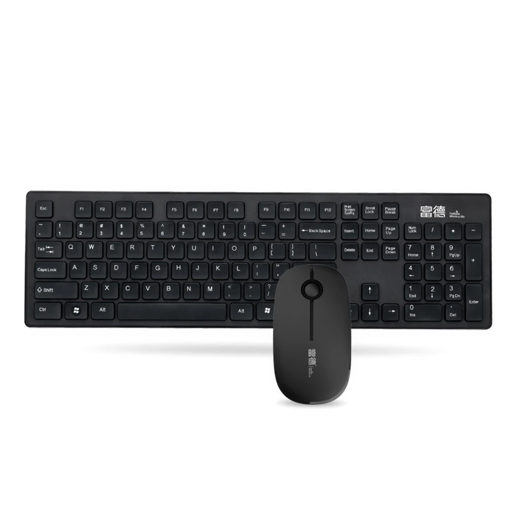 Fd G9300 Fashion 2.4g Wireless Keyboard + Mouse Mute Suit Black