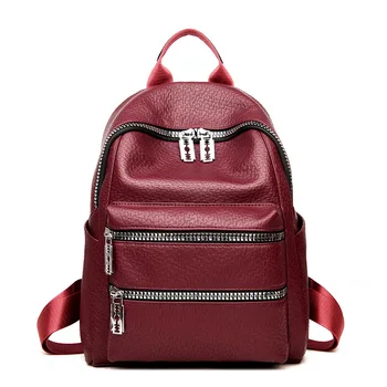 

Women Backpack PU Leather Preppy Style Backpacks School Bags For Teenage Girls Travel Shoulder Bags Black Red Rucksacks mochila