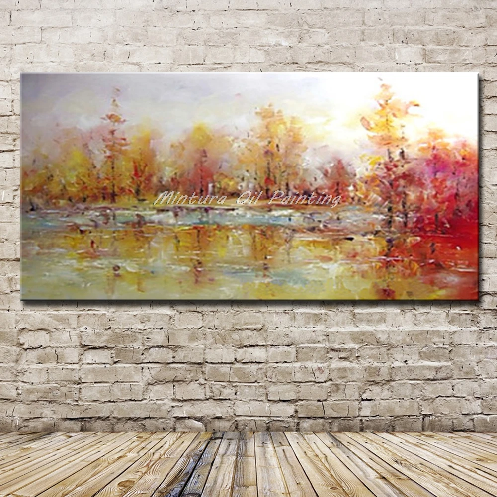 

Mintura Art Large Size Hand Painted Trees Landscape Oil Paintings On Canvas Abstract Modern Wall Decor Picture for Living Room