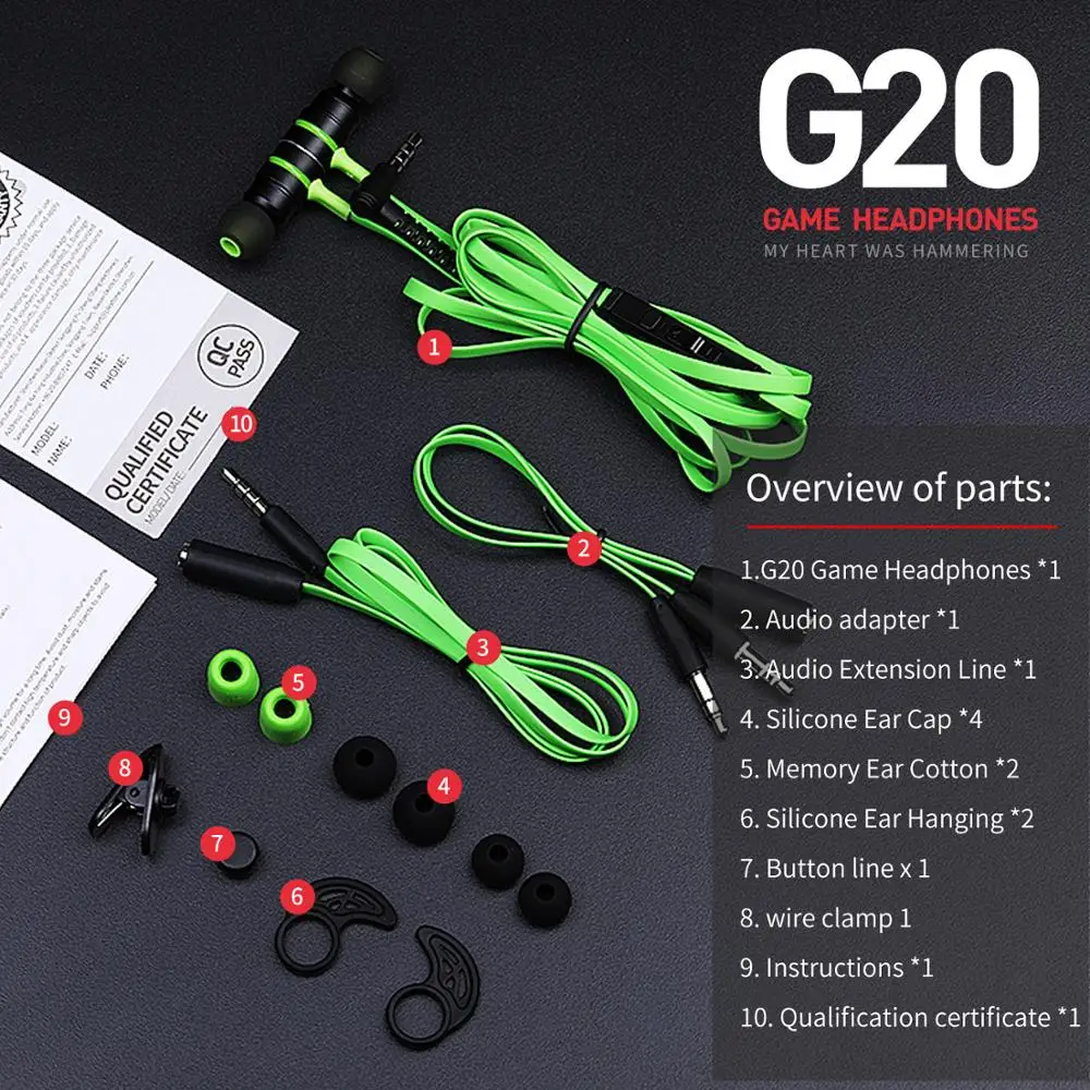 Fone de Ouvido com Microfone Fone de Ouvido Hammerhead In-ear Gaming Handsfree Fones Estéreo Comparação Razer v2 Pro G20 Fio - Image 6