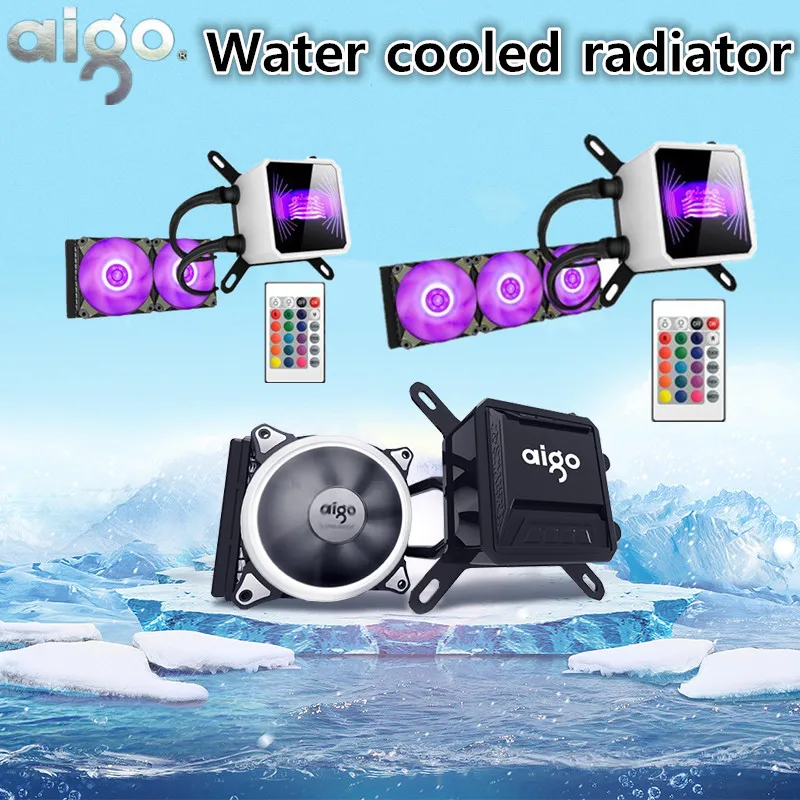 Aigo жидкостный кулер для процессора все-в-одном водяное охлаждение 120 мм ШИМ вентилятор светодиодный светильник чехол для настольного компьютера радиатор LGA 775/115x/AM2/AM3/AM4