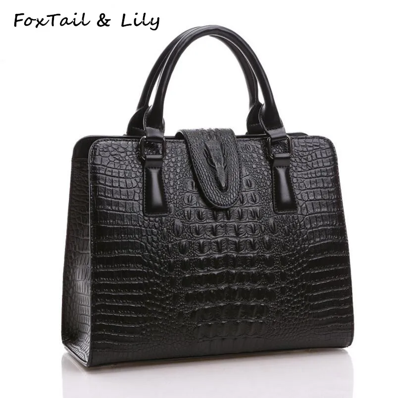 Лисохвост и Лилия крокодиловый узор натуральная кожа сумка женская сумка через плечо роскошные известные дизайнерские сумки высокого качества