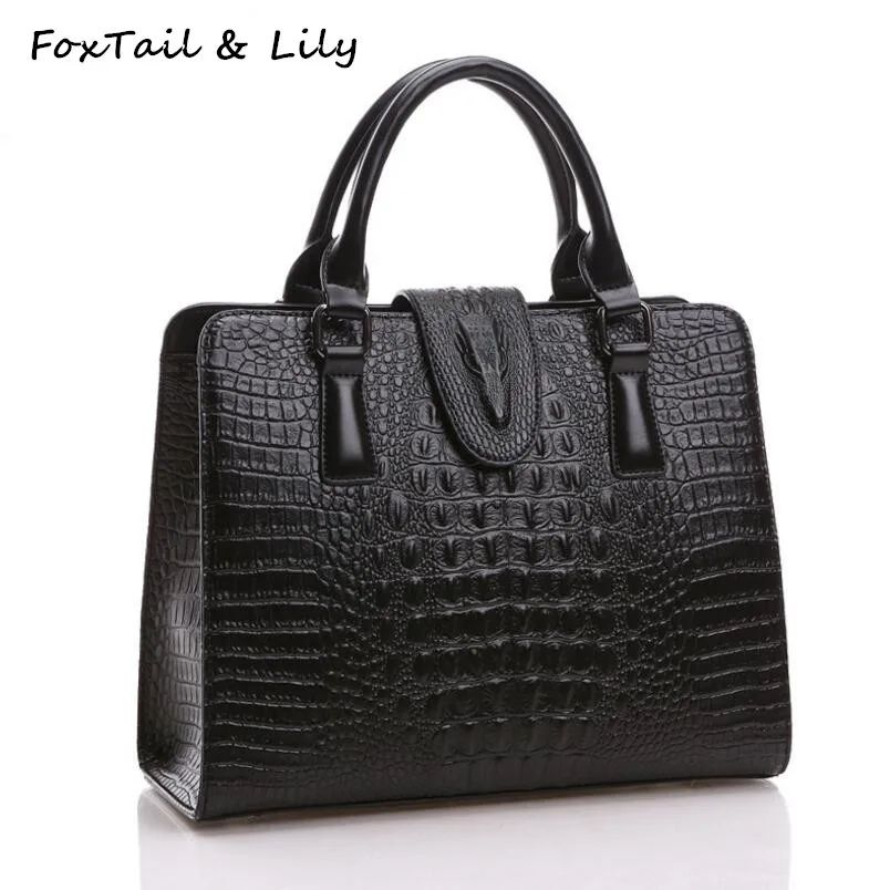 FoxTail & Lily Crocodile Pattern Genuine Leather Bag Women Shoulder Messenger Bags Luxury Famous Designer Handbags High Quality FoxTail & Lily Crocodile Pattern Genuine Leather Bag Women Shoulder Messenger Bags Luxury Famous Designer Handbags High Quality