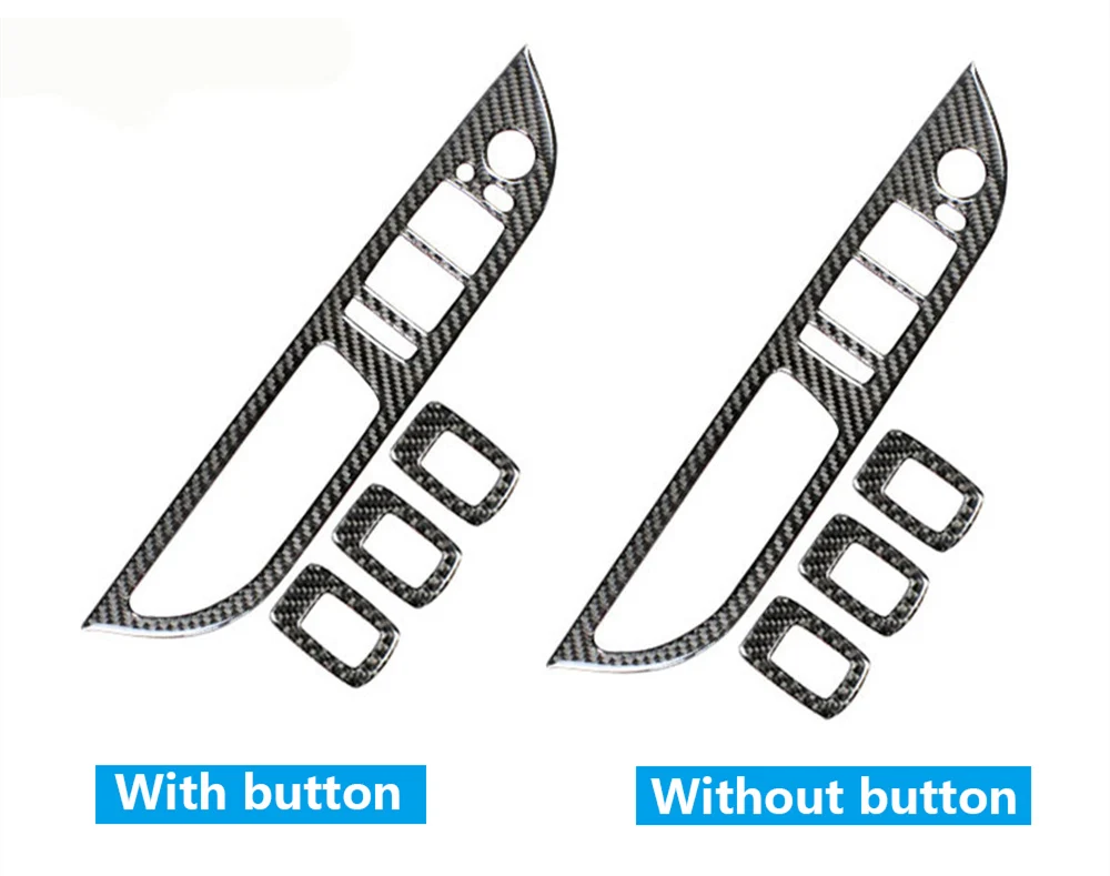 4 шт углеродного волокна окна автомобиля стеклоподъемник пульт управления с помощью переключателя рамка украшения ремонт наклейки для BMW E60 5 серии 2006-2010