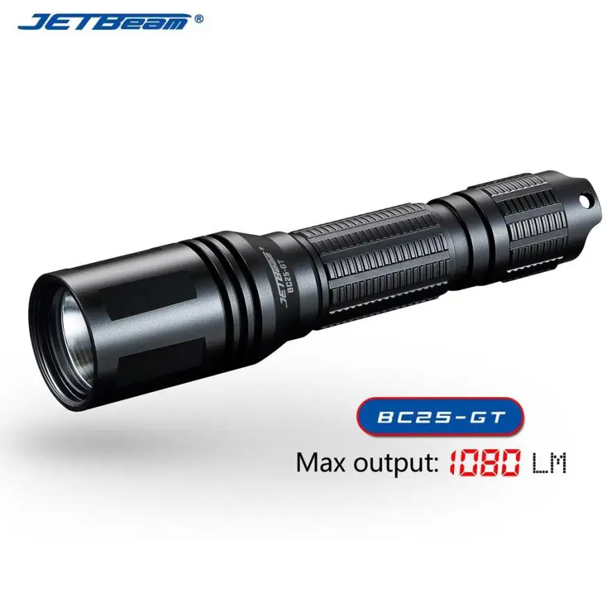 

Jetbeam BC25GTXP-L HLED Portable Waterproof Tactical Flashlight USB Rechargeable Flashlight - 1080 lumens P35