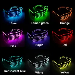 2017 новые 10 Цвета Выберите EL очки мигающий Светодиодные ленты неоновые очки для Вечеринка + DC-3V звуковой активации драйвера