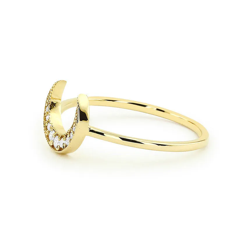 Vecalon, элегантное лунное кольцо, розовое белое золото, заполненное AAAAA цирконием Cz, обручальное кольцо, кольца для женщин, свадебные ювелирные изделия на палец