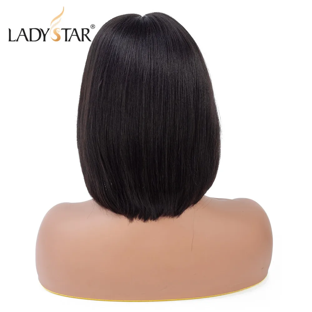 LADYSTAR Bob парики на шнурках спереди человеческие волосы предварительно сорванные прямые волосы парик короткий боб парики для черных женщин