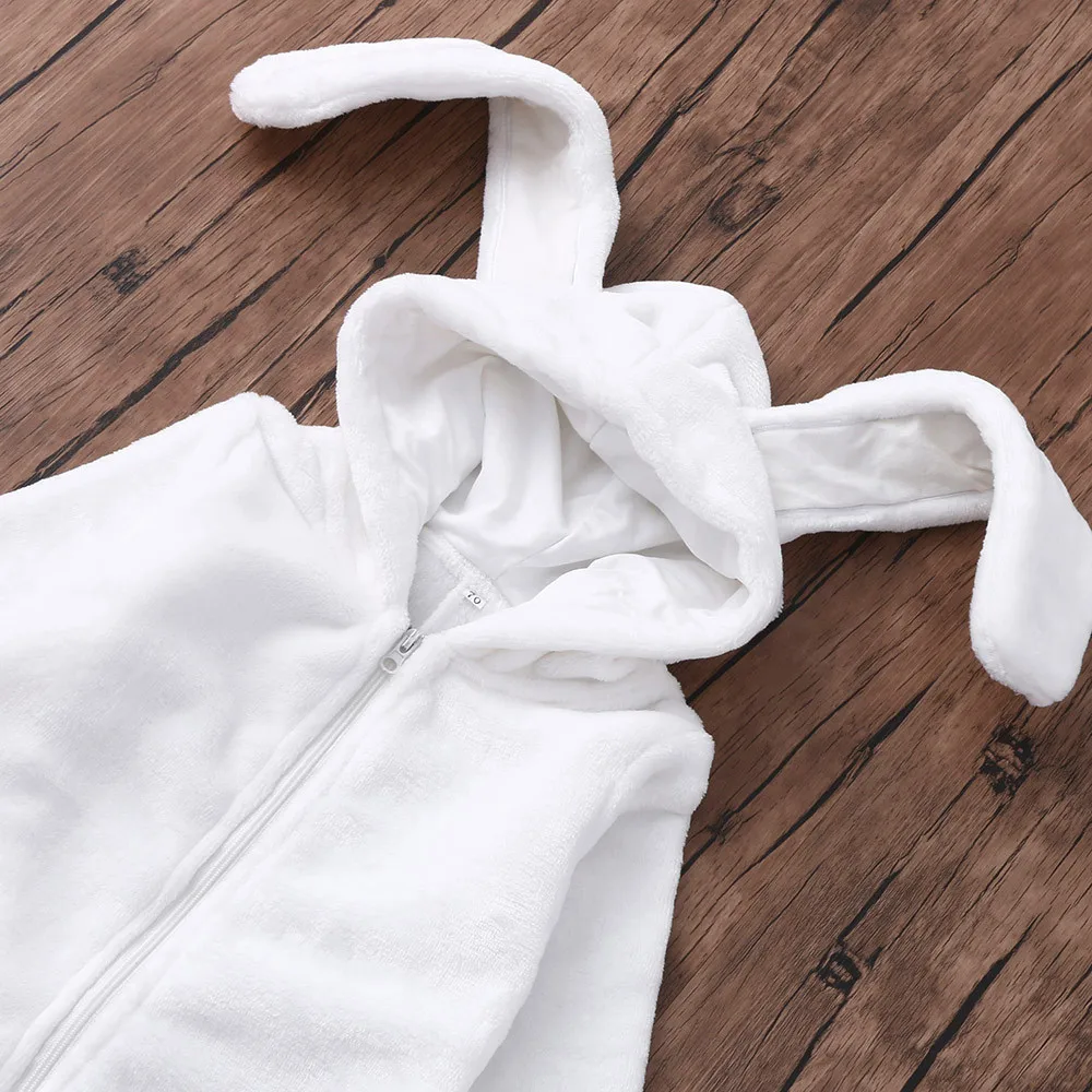 Newborn Toddler Baby Boys Girls Cartoon Bunny Ears Warm Hooded Romper Jumpsuit Casual wear Dropshipping#40