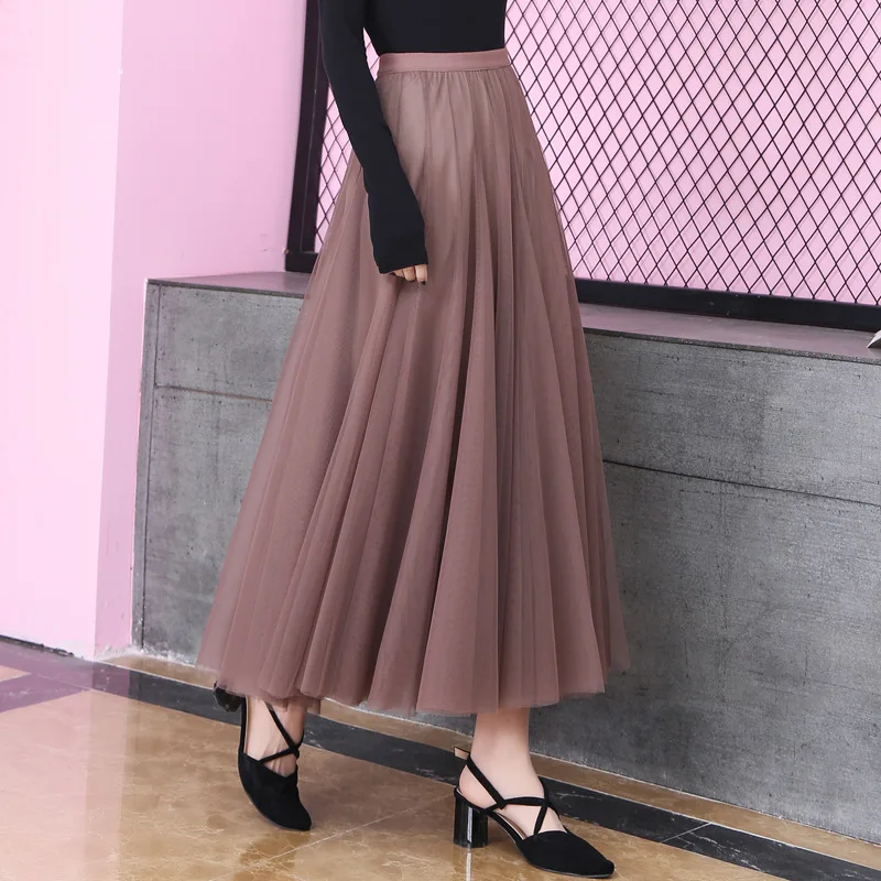 

Brand Women New Arrivals Pleated Tutu Skirts Vintage Lolita Petticoat Elastic Mesh Tulle Skirts faldas mujer Jupe Spring Skirts