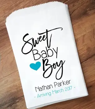 

custom Sweet Baby Boy or girl Baby Shower popcorn candy Buffet treats bags BIRTHDAY Bakery Cookie Favors packets