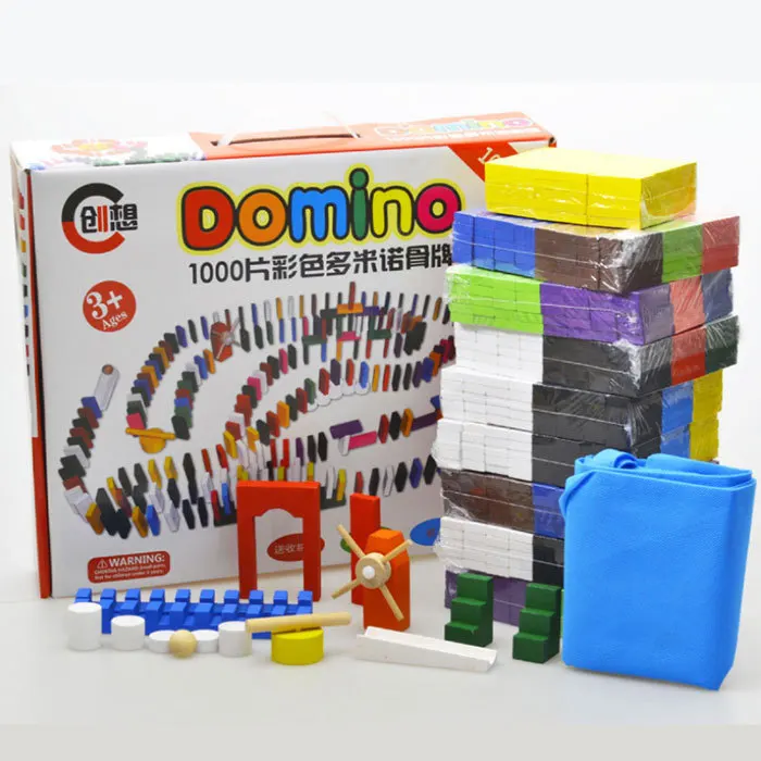 1000Pcs/set Color Wooden Domino Child Wood Toys Domino Game System Standards Education Birthday Gift Toys Box Packing