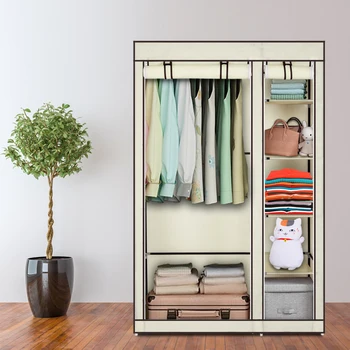 

New hot cloth wardrobe simple 1 hanging closet reinforcement of Rent room assembly large capacity folding cloth cover cabinet