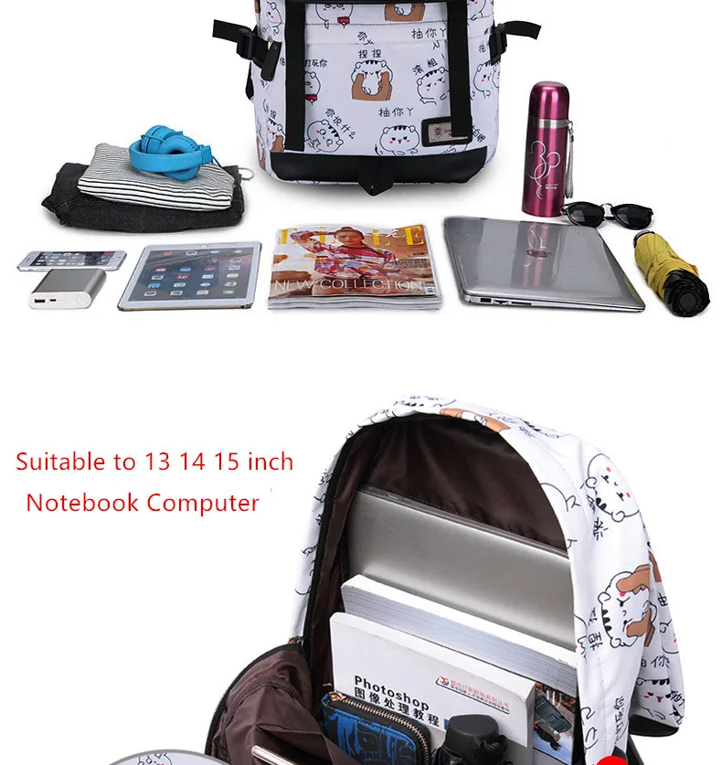 Новинка, рюкзак для ноутбука для девочек, USB, водонепроницаемый, школьная сумка, высокое качество, для студентов колледжа, брезентовый Рюкзак, escolar, аниме, с рюшами