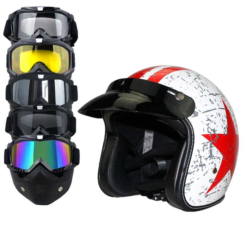 

VOSS Motorcycle Helmet Motorcross Full Face For Scooter Crash Helmet Open face Harley Helmets Off Road With Goggle Mask