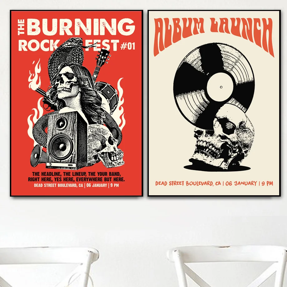 Heavy Metal Rock Und Roll Vintage Poster Und Drucke Abstrakte Wand
