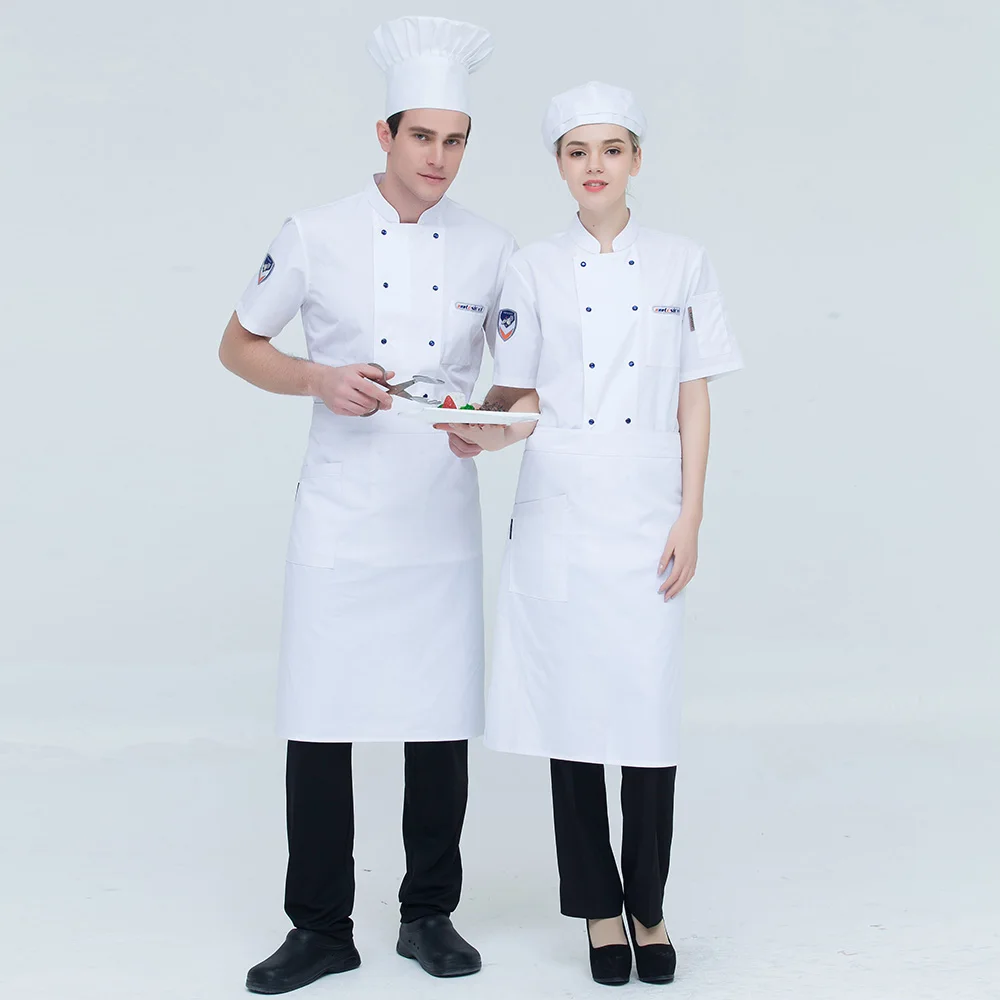 high quality unisex Short sleeved Chef Jacket restaurant uniform shirt hotel Kitchen cooker shirt Food Service chef work clothes