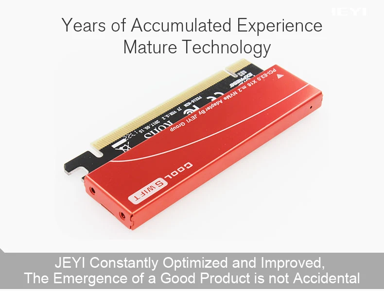 JEYI Cool Swift NVME M.2 PCI-E X16 2280 Плата расширения Золотой бар алюминиевый лист теплопроводность кремния вафельное охлаждение