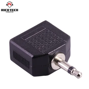 

50pcs Hot Sale Mono Couple 2x3.5mm Female Jack to 1x3.5mm Male Plug Earphone Extension Wire Connector