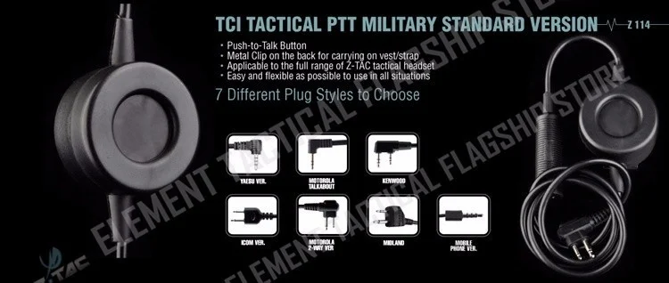 Z тактический страйкбол TCI PTT совместим с Comtac II H50 SORDIN HD03 Softair аксессуары для наушников Kenwood Midland ICOM