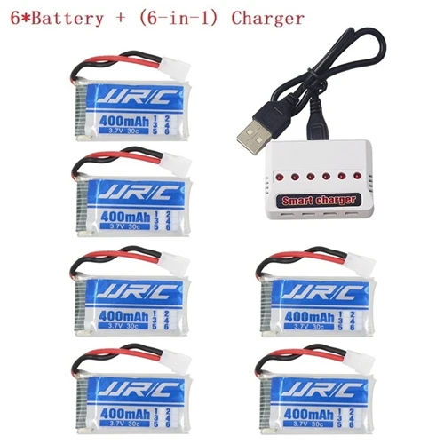 Обновленная версия Lipo батарея 3,7 v 400mAh 30C для JJRC H31 H43hw Дрон Li-battery JJRC H31 Lipo battery+ 6 в 1 кабель зарядное устройство - Цвет: Коричневый