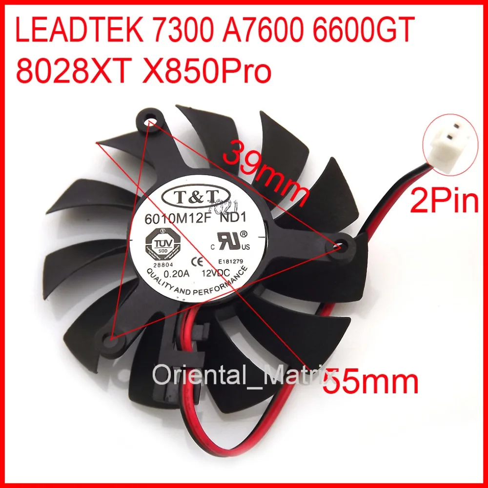 

New LEADTEK 6600GT 7300 A7600 8028XT X850Pro Graphics / Video Card VGA Cooler Fan 2 Wire 2Pin