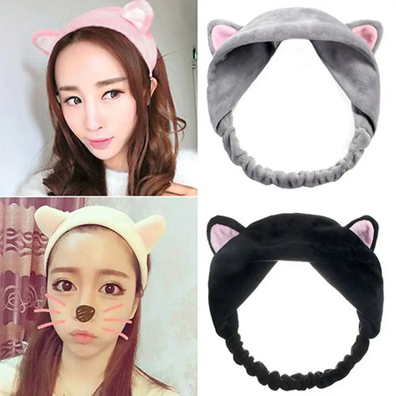 

Sale 8 Colours 1PC Women Girls Grail Lovely Sweet Cat Ears Headband Gift Fishon Coral Fleece Headdress