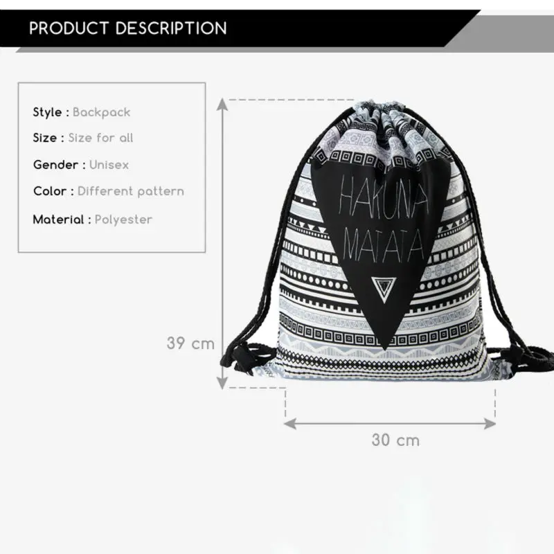 HAKUNA MATATA Women geometric Backpack 3D printing travel softback women mochila drawstring bag mens backpacks HAKUNA MATATA Women geometric Backpack 3D printing travel softback women mochila drawstring bag mens backpacks