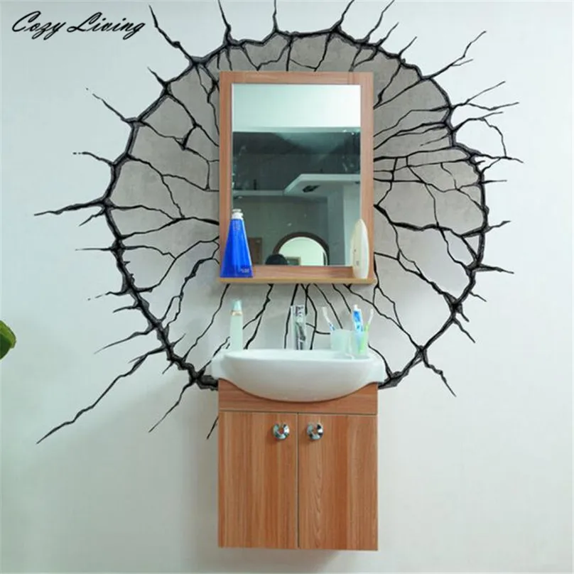 Buy Wall Stickers 3D Broken Wall Art Mural PVC Sticker