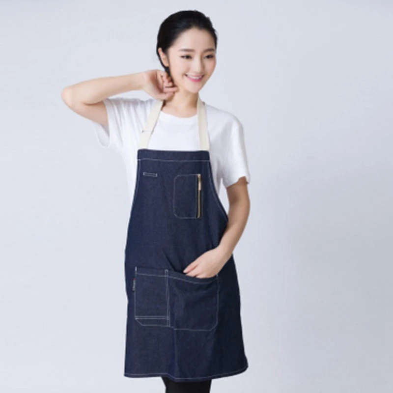 Denim Canvas Pockets Apron Butcher Crafts Baking Chefs Kitchen Cooking BBQ Plain Denim Canvas Pockets Apron Butcher Crafts Baking Chefs Kitchen Cooking BBQ Plain