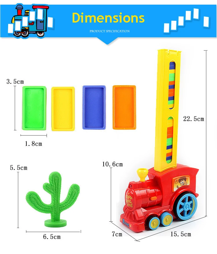EBOYU домино поезд игрушечная машинка-грузовик Автомобильная, автоматическая строительство домино поезд со светом и музыкальным звуком Подарочная игрушка для детей- 60 шт