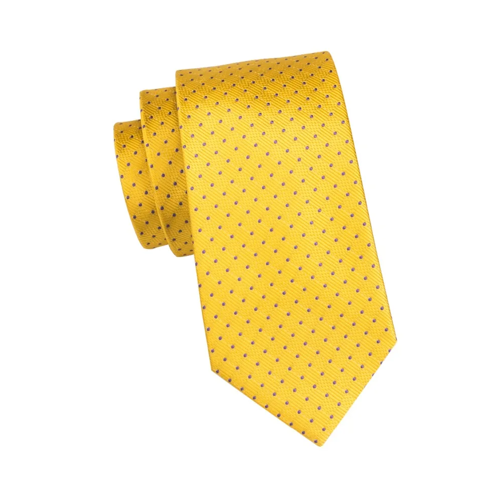 Модные желтые мужские галстуки Популярные Галстуки в горошек для мужчин 160 см длиной 8,5 см шириной большие мужские галстуки Квадратные Запонки Набор GP-009