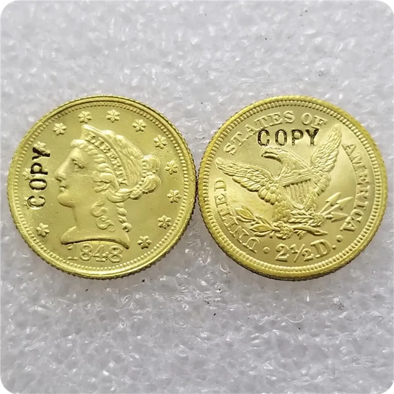 США(1840-1865)-P, C, D, S$2,50 LIBERTY четверть орел золотые монеты - Цвет: 1848-CAL