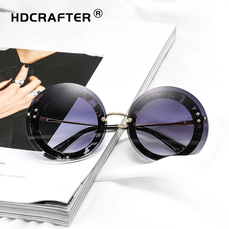 HDCRAFTER Круглые Солнцезащитные очки женские винтажные градиентные солнцезащитные