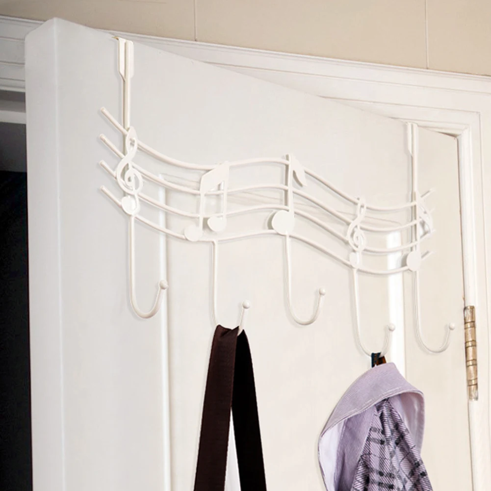 

Hot Creative Music Note Wall Hooks 5-Hook Kitchen Bathroom Hanger Hooks Metal Iron Hanging Rack 3 Colors Optional #18