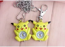 Pikachu Bronze Quartz Pocket font b Watch b font Mens Womens Necklace Pendant Analog font b