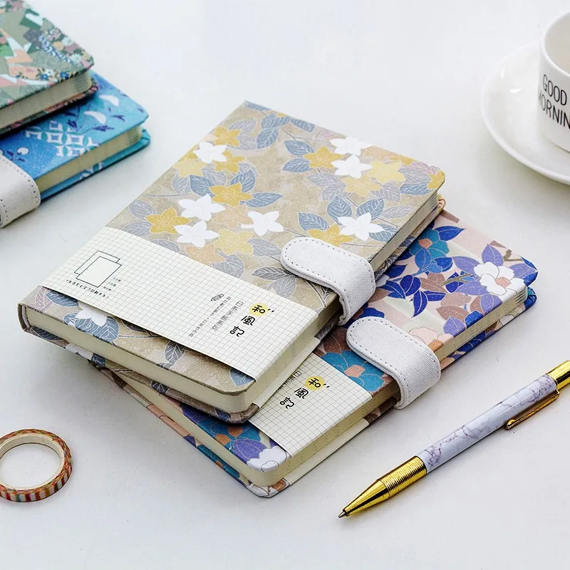 

Washi Style" Hard Cover Diary Monthly Weekly Planner Agenda Girls Flowers Journal