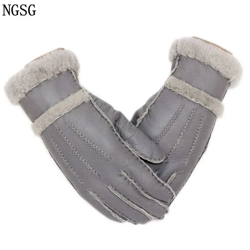 Buy NGSG Genuine Leather And fur gloves black mens