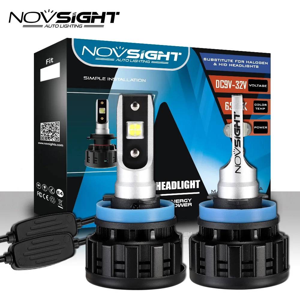 NOVSIGHT Автомобильные светодиодные лампы фар H7 H11 светодиодный H4 9005 HB3 9006 HB4 6000k фары
