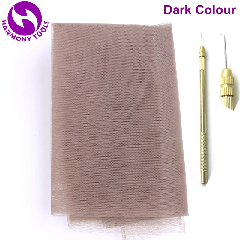 Harmony 1 Yard Dark Brown Swiss Lace Net + 1 Piece Ventilating Needles
