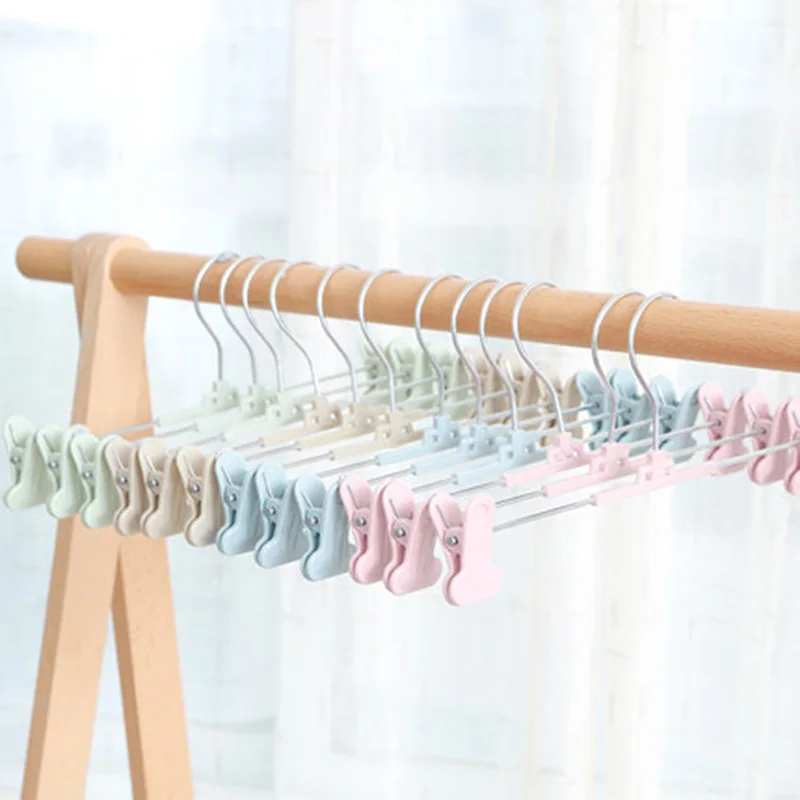 

10 pcs/lot 31cm Plastic Trousers Hangers Pants Skirts Rack with Clips Hanging without Mark Multifunctional Closet Organizer