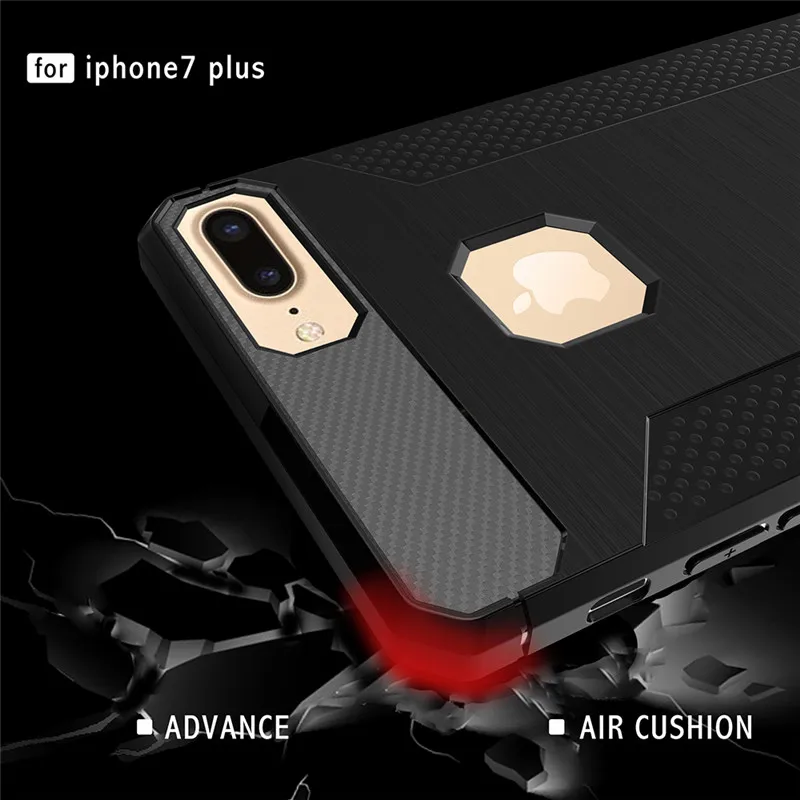 cheap For iphone 7 7plus Case Luxury Anti knock Silicone Phone case For iphone 7 7plus 6 5S Cases TPU Carbon Fiber Texture Coque