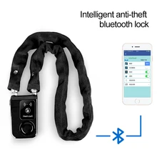 Велосипед Блокировки DEROACE Smart Control Супер Смартфон Bluetooth Стальная Цепь блокировки Водонепроницаемый противоугонная Сигнализация Велосипед Замок