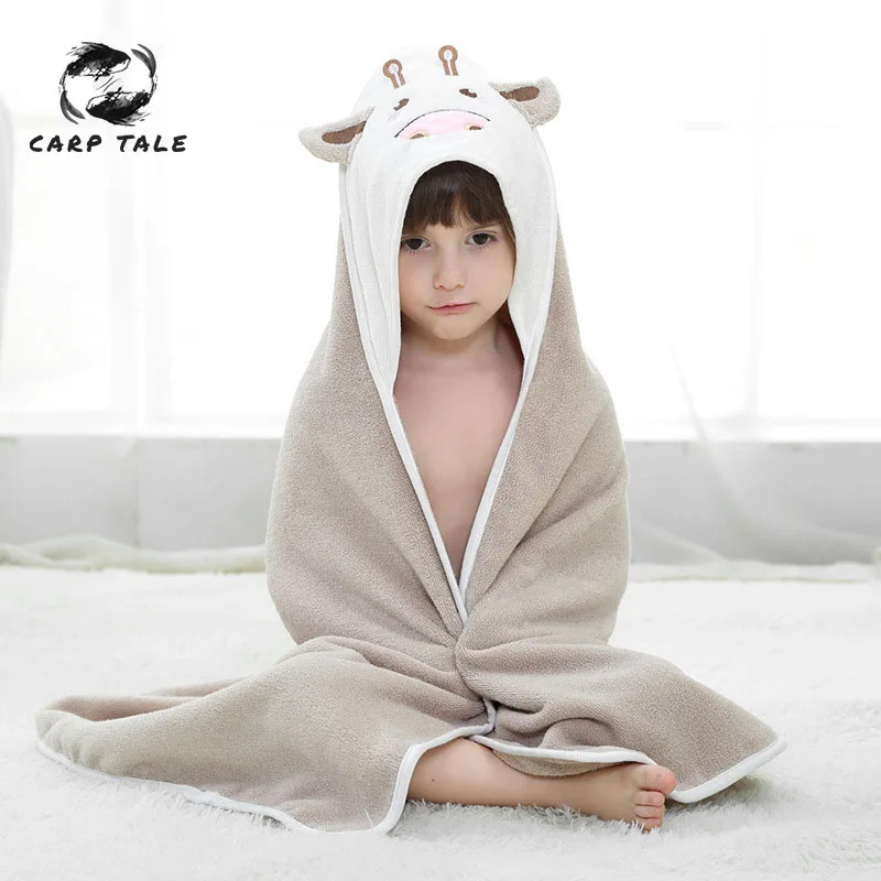 

80cm*80cm Baby towel hooded bath towel cotton children's cloak cloak bath towel cartoon baby cow baby holding blanket 2019