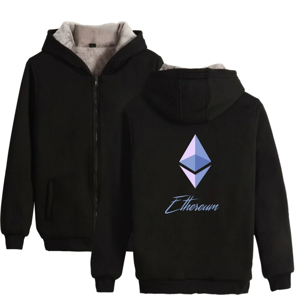 blockchain ethereum letter winter hoodies men women zipper hoodies letter eth